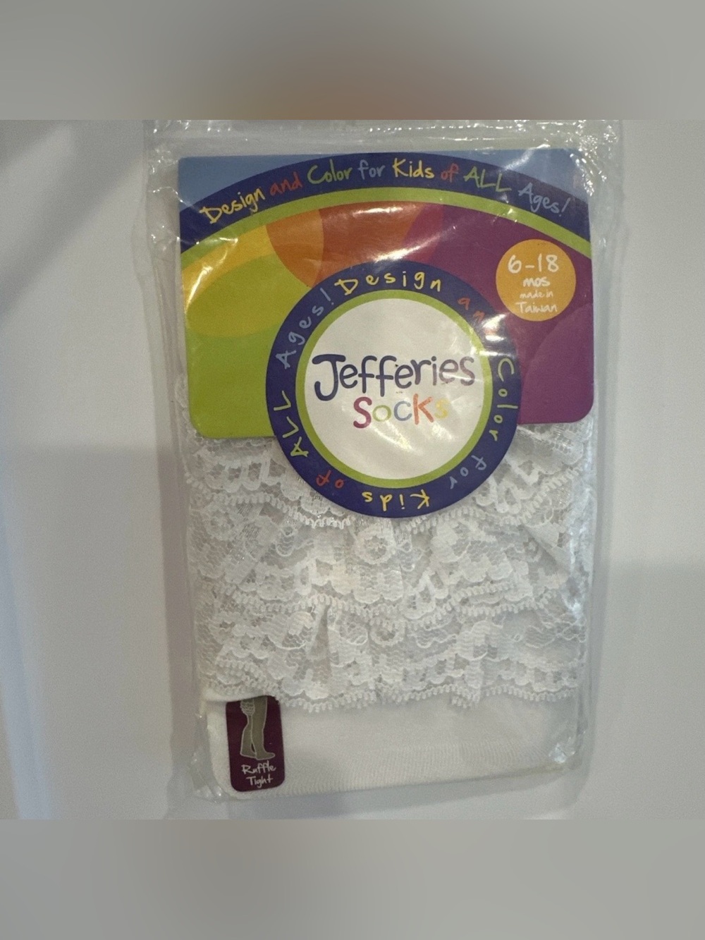 Jefferies Socks White Ruffle Lace Tights 6-18 Months Christening Baptism New